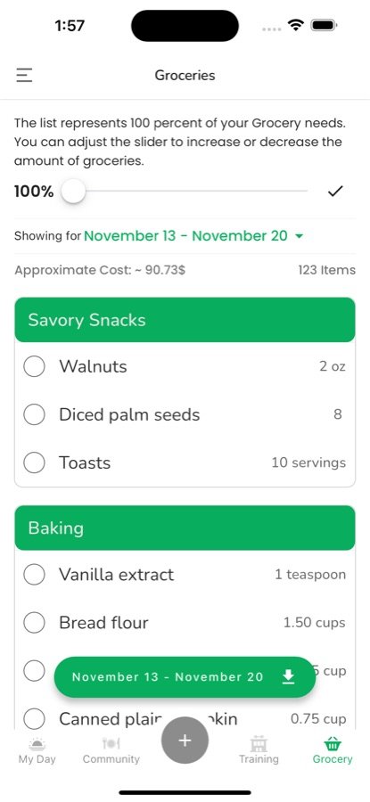 Affili-Fit — Grocery list